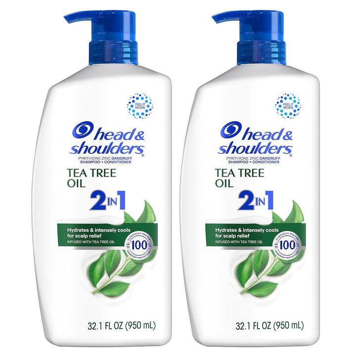 2 in 1 Dandruff Shampoo and Conditioner, Anti-Dandruff Treatment, Tea Tree Oil for Daily Use, 32.1 Oz Each, Twin Pack