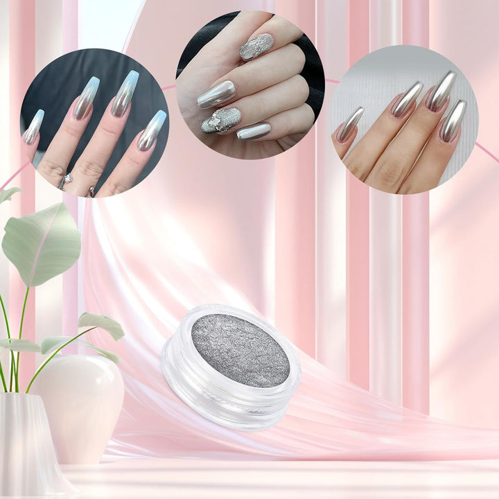 8 Jars Chrome Nail Powder Magic White Pearl Kit Mirror Effect Silver Metallic Holographic Dip Nail Powder Decoration Iridescent Aurora Mermaid Pigment