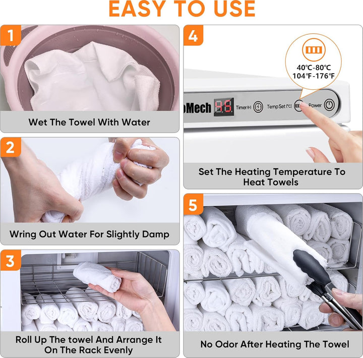 23L Hot Towel Warmer Cabinet, Professional Towel Heater with LED Temperature Display Setting, Extra Large Capacity Towel Warmers for Spa Massage Salon Home (White, 23L)