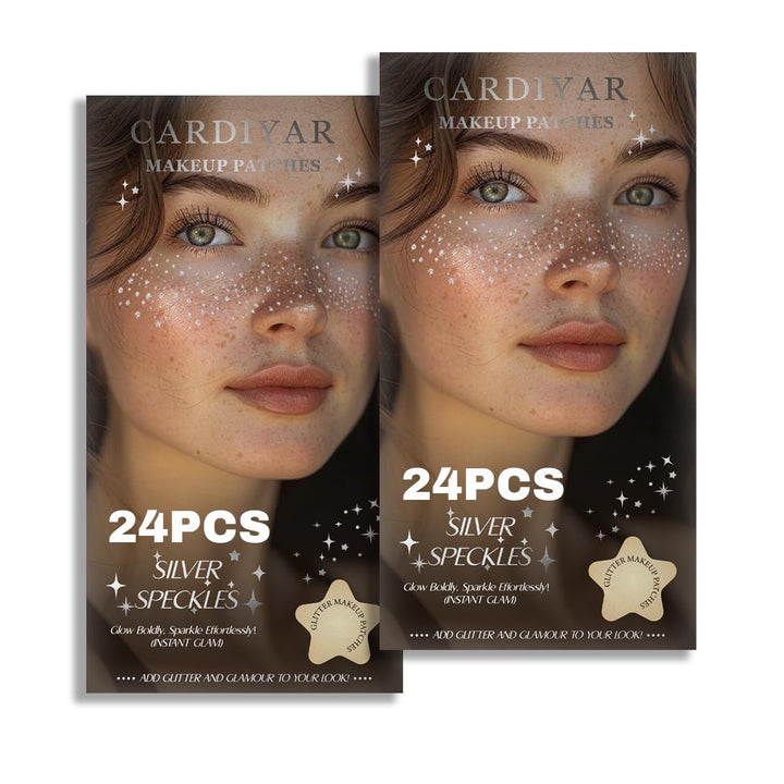 Glitter Freckles Face Tattoo - 24PCS Waterproof Gold Temporary Sparkle Patches for Women, Glow up Makeup (Gold)