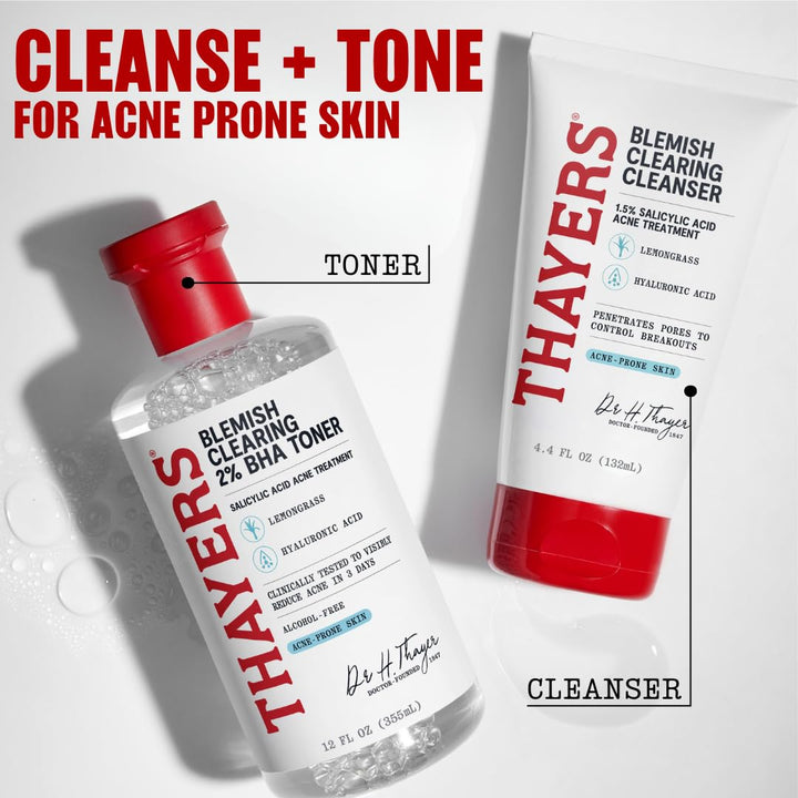 Blemish Clearing Salicylic Acid Toner, Acne Treatment Face Toner with 2% Salicylic Acid, Soothing and Non-Stripping Skin Care, 12 Fl Oz