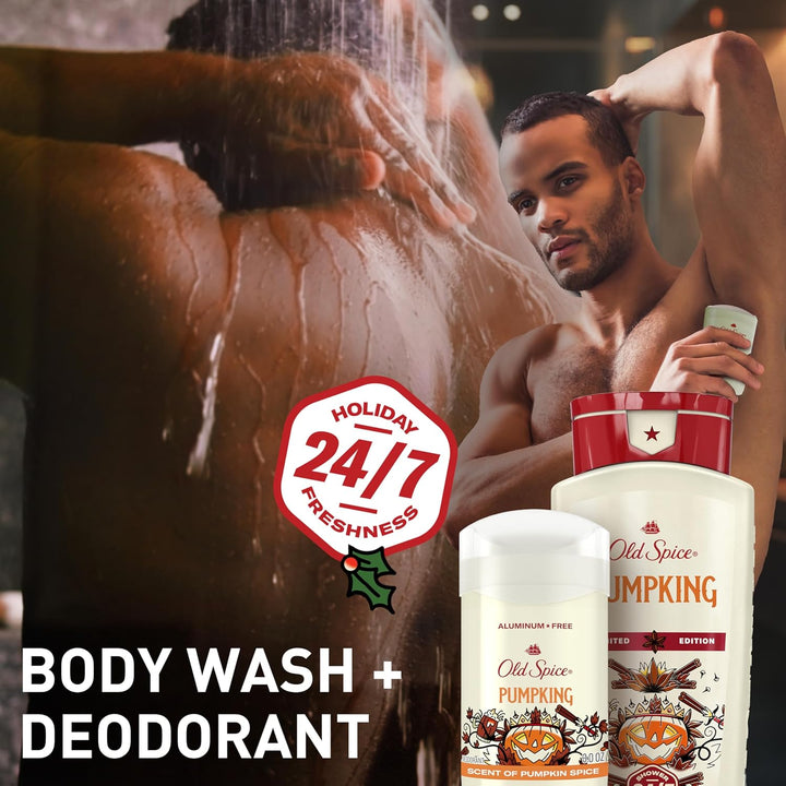 Aluminum Free Deodorant for Men, Holidudes Limited Edition, 24/7 Holiday Freshness, Odor Protection, Stocking Stuffer, Pumpking Pumpkin Spice Scent, 3.0 Oz