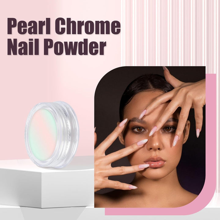 8 Jars Chrome Nail Powder Magic White Pearl Kit Mirror Effect Silver Metallic Holographic Dip Nail Powder Decoration Iridescent Aurora Mermaid Pigment