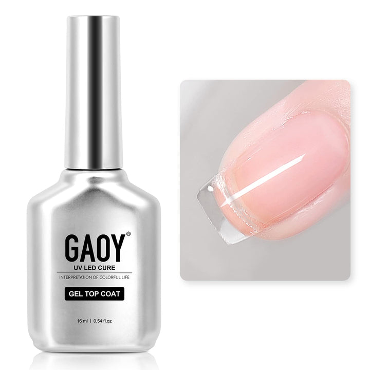 2 Pcs 16Ml No Wipe Gel Top Coat, Glassy Clear Gel Top Coat, High Gloss Finish for UV Light Cure Nail Polish