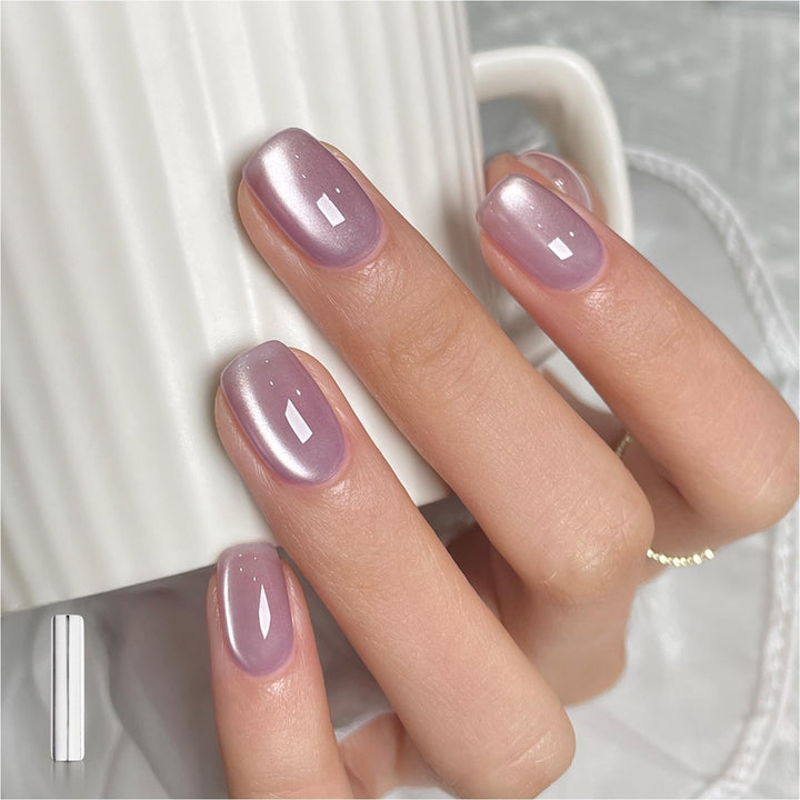 Glassy Cat Eye Gel Nail Polish, 16Ml Glitter Holographic UV Gel Polish with Magnet, Reflective Translucent, 2341 Silvery Moonlight