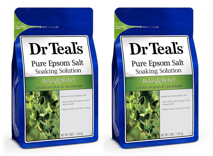 Epsom Salt Magnesium Soak, Relax & Relief with Eucalyptus & Spearmint Essential Oils, 3 Lbs