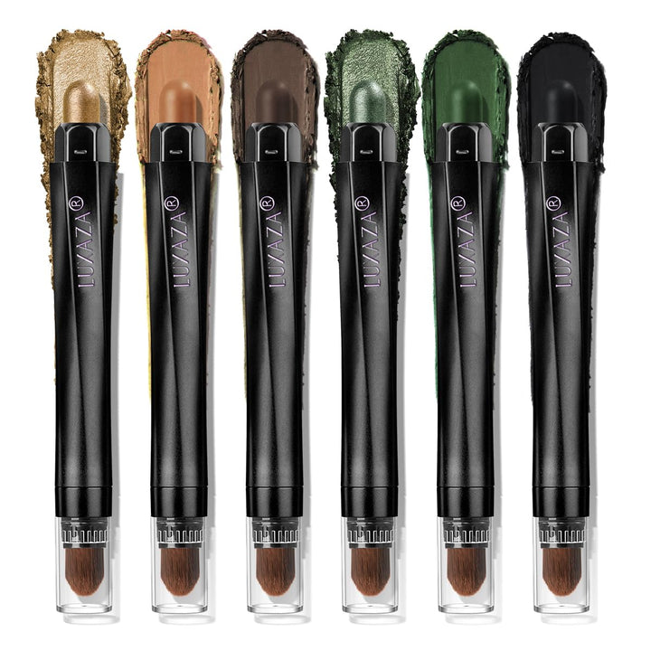 Neutral Eyeshadow Stick Makeup 6PCS Set, Brown Nude Metallic Shimmer Matte Cream Eye Shadow Palette Eyeliner Brightener Pencil Crayon, Halloween Makeup - BROWN CANYON