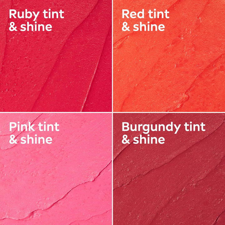 Lip Care, Fruity Tinted Lip Balm Variety Pack, Cherry, Strawberry, Blackberry and Watermelon Flavors, 3-In-1 Moisture, Repair and Color, 0.17 Oz Stick, Pack of 4