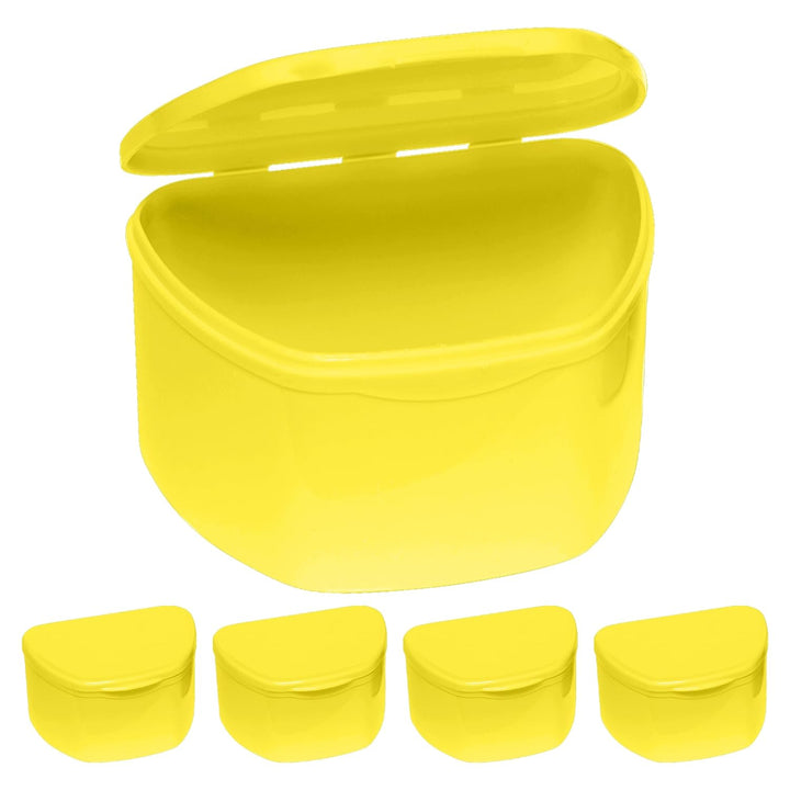 Denture Cases 5 Color Pack - Dental Box for Artificial Teeth, Mouth Guard, Night Guard, Gum Shields, Retainer - Denture Bath Container for Women and Men - Travel Denture Cup by