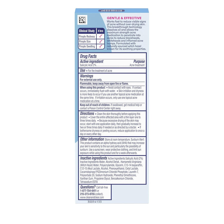 Acne Spot Treatment Gel Cream with 2% Salicylic Acid, Oil-Free Topical Acne Treatment with Witch Hazel for Clinically Proven Results in 1 Day, Fragrance Free, 0.75 Fl. Oz