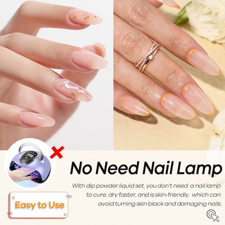 Translucent Dip Powder - Nail Bed Color 2Oz/56G, Sheer Nude Semi-Transparent Clear Soft Peach Pink Dipping Powder Crystal Natural Nail Art Starter Manicure Salon DIY Home for Starter Gift