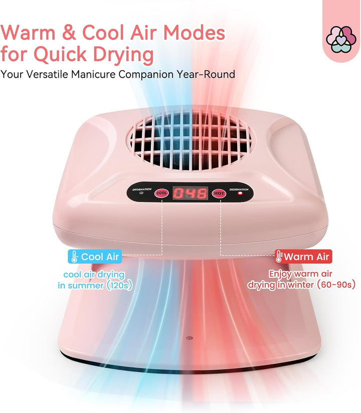 Professional Nail Dryer: 300W Quick Drying Nail Dryer for Regular Polish Acrylic Dip Powder Nail Dehydrator Primer Nail Polish Dryer Fan with Hot & Cold Air Must Have Nail Tech Supplies
