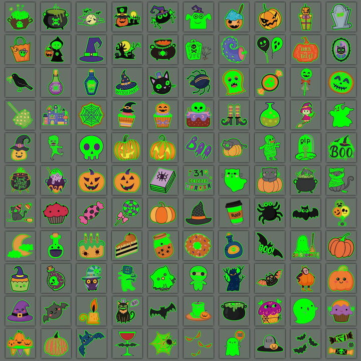 204 PCS Individually Wrapped Sheets Glow Halloween Tattoos for Kids Party Decorations, Luminous Pumpkin Tattoo Stickers, Kids Halloween Treats, Party Supplies