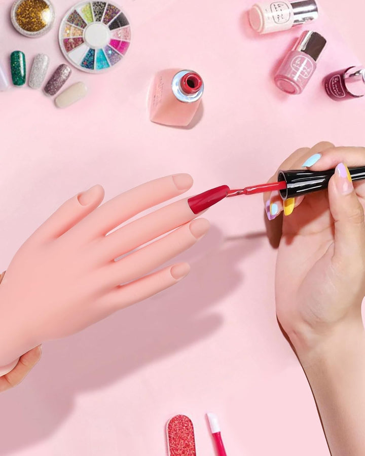 Practice Hand for Acrylic Nails Soft Touch Mannequin Hand for Nails, Flexible and Bendable Fake Hand for Nails for Nail Art Beginners,8.99 X 3.07In