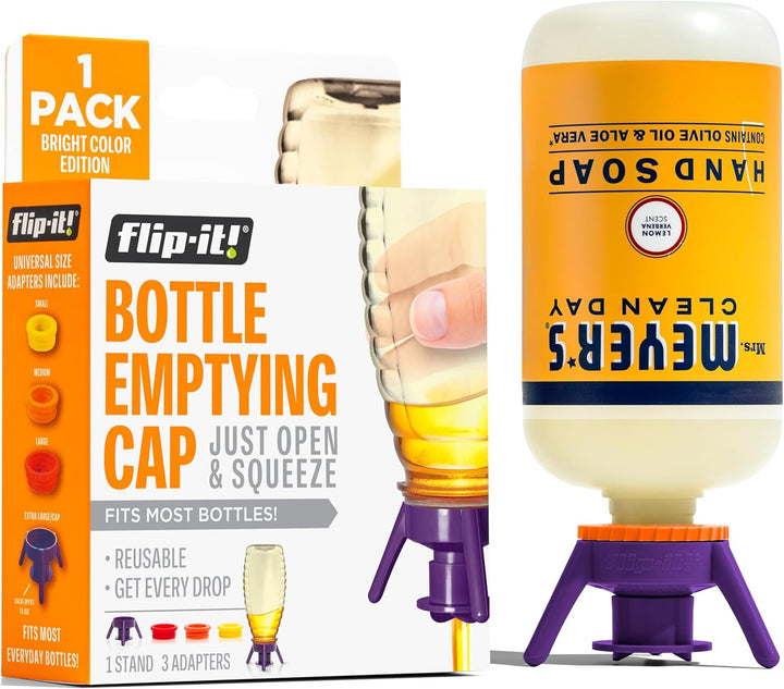 2-Pack Premium Bottle Emptying Kit – No More Wasted Product - Fits Most Plastic Bottles – Get Out Every Drop of Shampoos, Lotions, & More – 2 Base Caps, 6 Adapters – Pastel Color Edition