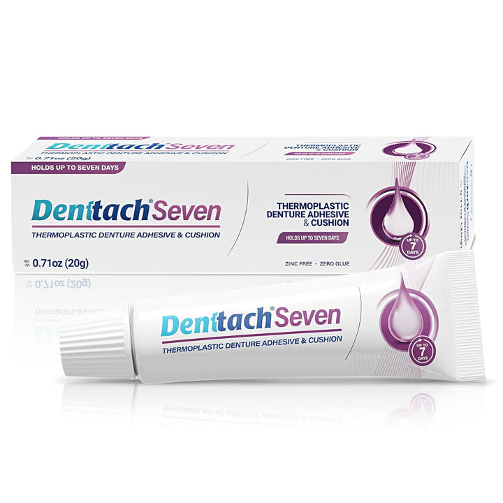 Seven Denture Adhesive, Thermoplastic Denture Adhesive, Cushion, Reliner for Upper and Lower Dentures, Comfortable, Secure Denture Grip for up to 7 Days, Non Glue, Zinc Free
