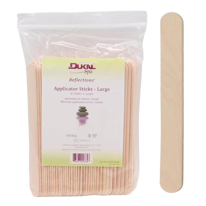 Large Wooden Wax Sticks - Body Hair Removal Applicator for Waxing, ¾” X 6” (Pack of 100)