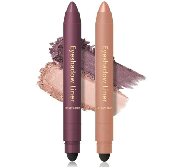 Shadow Liner 2 in 1 Eyeliner Eyeshadow, 2-In-1 Eyeliner & Shadow, Shadow Liner Duo Plum, Waterproof Eye Shadow Crayon, Smooth, Easy to Color (Purple + Champagne Gold）
