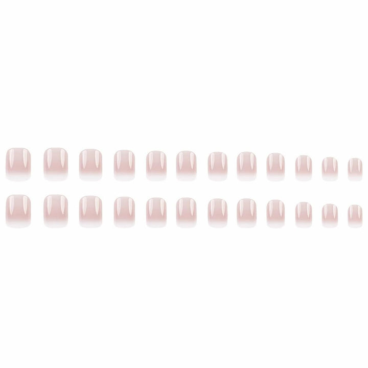 Short Square Press on Nails French Fake Nails Ombre Acrylic Nails Press on Full Cover Glossy Glue on Nails Artificial Stick on Nail for Women Manicure Decoration 24PCS