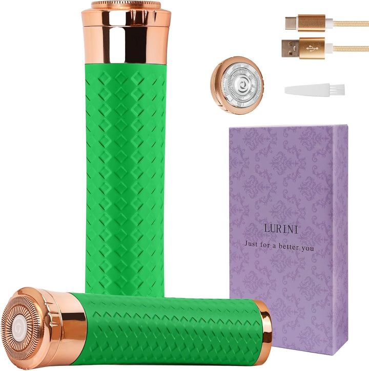 Facial Hair Removal for Women, Painless Rechargeable Hair Removal Device, Comes with 2 Replacement Heads, Portable Electric Shaver/Razor for Face, Chin, Upper Lip, Arms and Peach Fuzz (Purple)