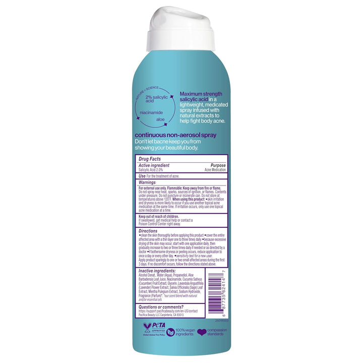 Bacne Warrior - Bacne Salicylic Acid Spray, Back Acne Treatment Spray with 2% Salicylic Acid, Niacinamide, and Aloe, Body Acne Warrior for Body, Chest, and Back, Dermatologist Tested- 6 Fl Oz