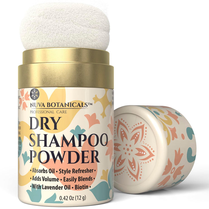 Non Aerosol Dry Shampoo Powder with Biotin - Lavender Extract and Korean Ginseng - Volumizing Travel Size (0.42 Oz) - Gifts for Her