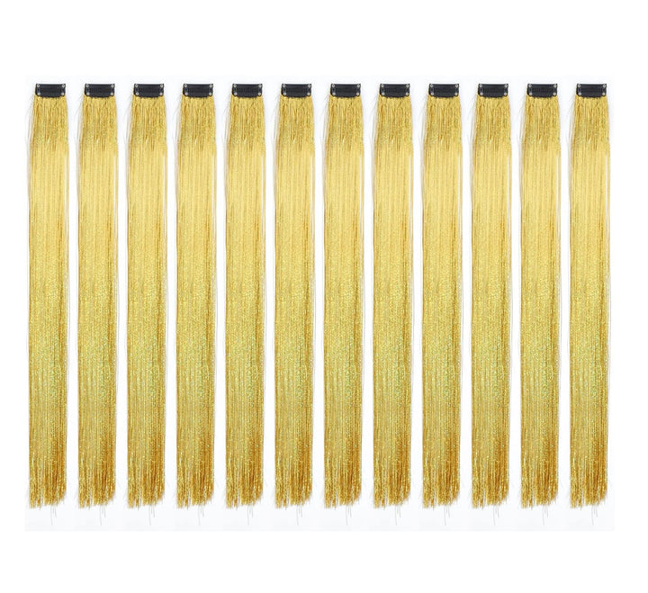 12 Pcs Straight One Color Party Highlights Clip on in Hair Extensions Colored Hair Streak Synthetic Hairpieces (Teal Blue)