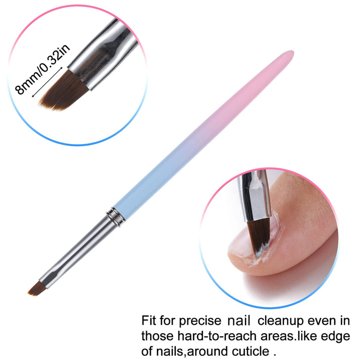 Nail Art Clean up Brushes,Nail Brushes for Cleaning Polish Mistakes on the Cuticles, Acetone Resistant Nail Brush, Fingernail Cleaning Brushes for Nail Art and Designs (2 Pcs Round&Angled)