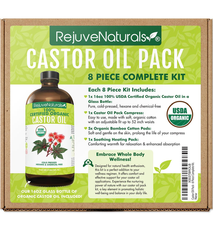 Castor Oil (16Oz Glass Bottle) USDA Certified Organic, 100% Pure, Cold Pressed, Hexane Free. Boost Hair Growth for Thicker, Fuller Hair, Lashes & Eyebrows.