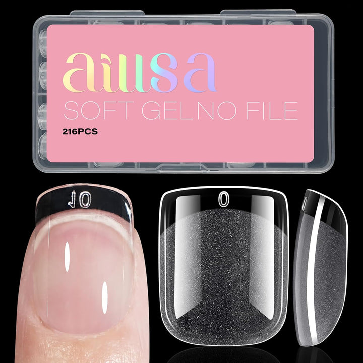 Short Almond Nail Tips Pre-Shaped Acrylic Nail Tips Half Matte Full Cover Nails Tips Clear Gelly Press on Flase Tip Nail for Extension Nail Manicure Home DIY 240PCS 15Sizes