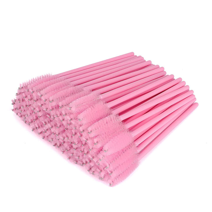 100PCS Disposable Eyelash Brushes, Rose Mascara Wands Applicator Makeup Kits, Eyelash Spoolies Brushes for Eyelash Extensions and Eyebrows