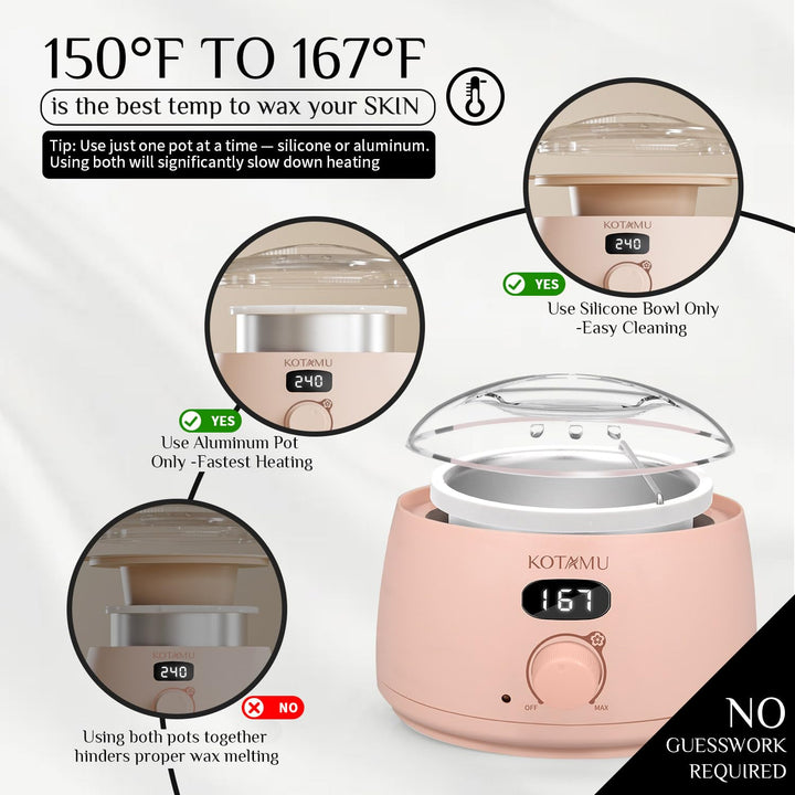 Wax Kit Pink Digital Hair Removal Waxing Kit for Women & Men Hot Wax Warmer Pot for Face, Eyebrow, Body, Brazilian, Bikini, Sensitive Skin Waxing Machine with 25 Accessories for Home Salon