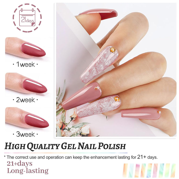 36 PCS Gel Nail Polish Set-32 Colors Gel Polish Kit Base Coat Glossy Matte and Glitter Top Coat Nail Polish Set Green Blue Red Pink Collection Gifts for Women