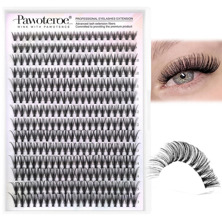 Lash Extension Kit DIY 280Pcs Lash Clusters Eyelash Extension Kit, 9-16Mm 30D 40D Individual Lashes Kit with Lash Bond and Seal, Lash Tweezers for Self Use (30D&40D, 0.07D, 9-16Mm, Kit)