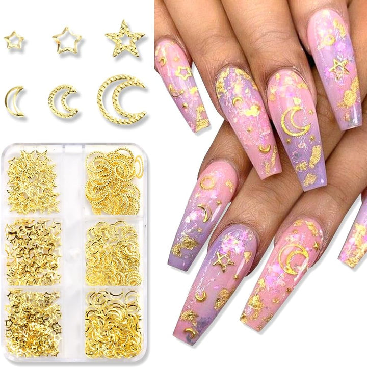 3D Mini Metal Punk Nail Art Studs Mixed Sizes Gold Black Cone Spikes Alloy Nail Rivets Jewelry for Women Goth Nail Art Charms Nails Accessories DIY Crafts Decorations