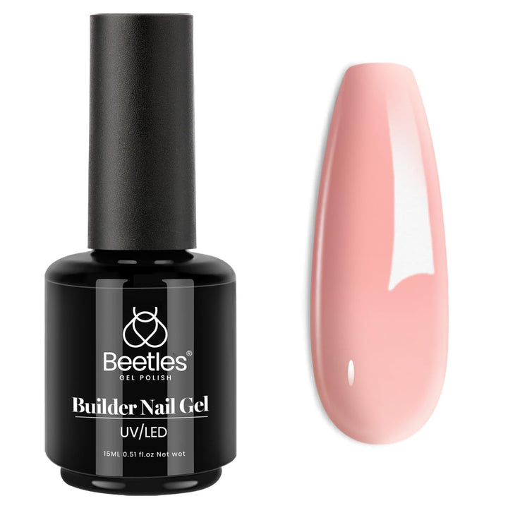 Beetles Builder Gel for Nails-Cover Nude Translucent 7 in 1 Nail Thickening Strengthening Building Apex for Beginner DIY Salon at Home,Natural Nude Builder Nail Gel, UV & LED Lamp Cured Needed