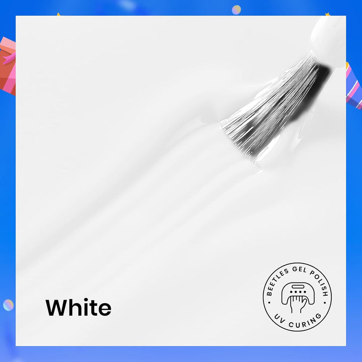 Beetles 3Pcs 15Ml White Gel Nail Polish and No Wipe Gel Top Coat & Base Coat Halloween Set, Soak off UV Lamp and Long Lasting Glossy Top Coat French Manicure Art Design Kit