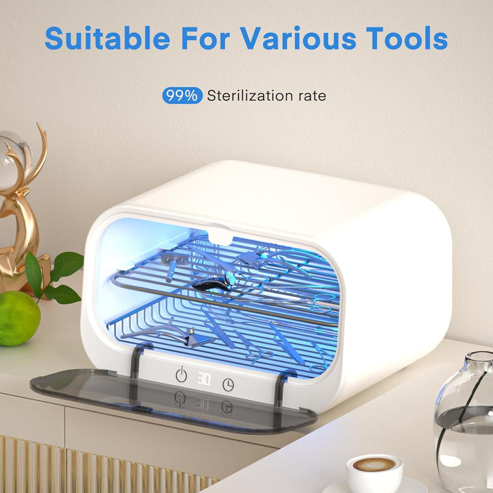 Sterilizer for Esthetician, 12L Double-Layer Large Sterilizer for Nail Tools, Multi-Functional Nail Cleaner Box, Large Capacity Cleaning Cabinet for Home Use, Barbers, Beauty Salons, and Spas