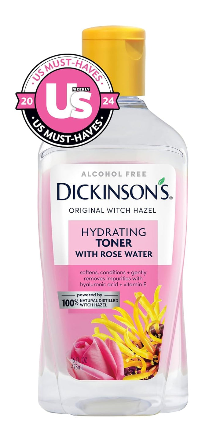 Enhanced Witch Hazel Hydrating Toner with Rosewater, Alcohol Free, 98% Natural Formula, 16 Fl Oz (Pack of 1)