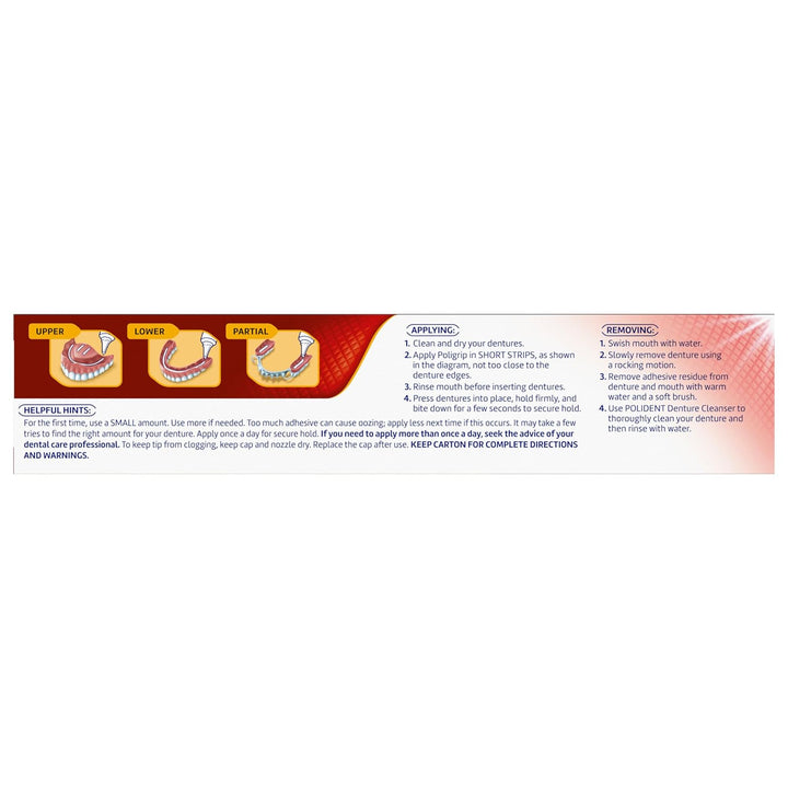 Poligrip Power Max Power Hold plus Seal Denture Adhesive Cream, Denture Cream for Secure Hold and Food Seal, Flavor Free - 2.2 Oz (Pack of 4)