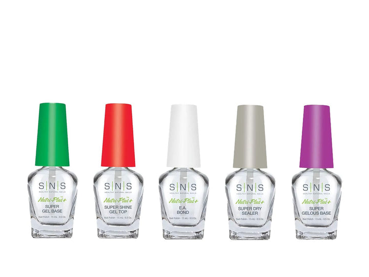SNS Base Coat Nail Polish for Nail Dip Powder Set, 4 Pack - Long-Lasting & Fast-Drying Nail Strengtheners Gel Base for Quality Colors - Low-Odor Dipping Powder Polish, No UV Lamp Required, 0.5 Oz