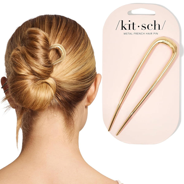 French Hair Pins for Women – Elegant & Durable Metal Hair Fork for Updos, Chignon, Bun & Twist Hairstyles, Secure Hold All Day, Comfortable Fit | Ideal Gifts for Women- Gold, 1Pc