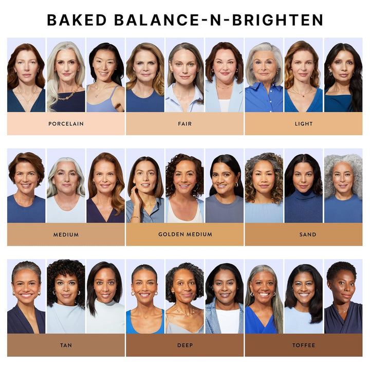Award-Winning Baked Balance-N-Brighten Color Correcting Powder Foundation - Medium - Buildable Light to Medium Coverage - Demi-Matte Natural Finish