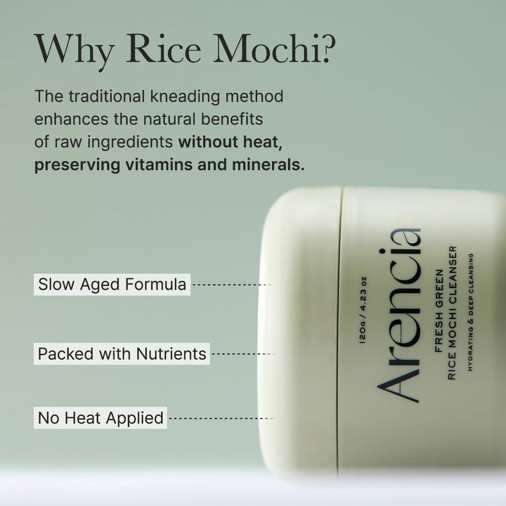Korean Rice Mochi Face Cleanser - Face Wash, Gentle Scrub All in One for Deep Cleansing, Moisturizing, Pore Minimizing, Acne-Prone Skin, Removing Blackhead with Rice Water & Green Tea