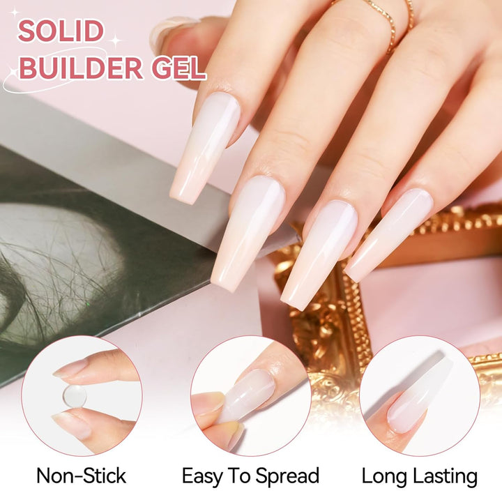 3D Nail Art Gel Clear and White Solid Builder Gel for Nails Non-Stick Hand Sculpture Hard Gels with Dual Form for Carving Patterns Decoration Nail Art Home Manicure DIY for Women