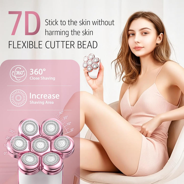 Electric Razors for Women Legs: Rechargeable Body Shaver - Waterproof Wet Dry Hair Remover - Trimmer for Lady Face Underarms