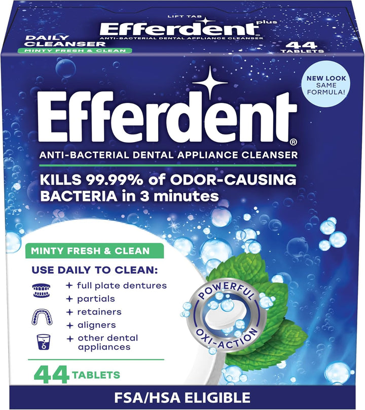 Retainer Cleaning Tablets, Denture Cleaning Tablets for Dental Appliances, Minty Fresh & Clean, 126 Count