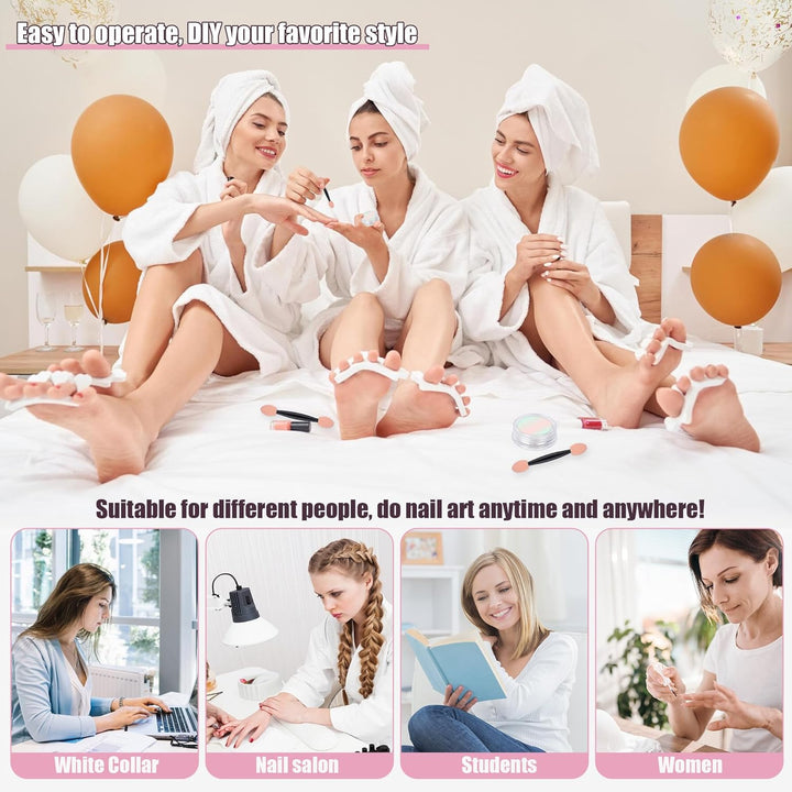 8 Jars Chrome Nail Powder Magic White Pearl Kit Mirror Effect Silver Metallic Holographic Dip Nail Powder Decoration Iridescent Aurora Mermaid Pigment