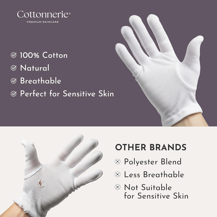 Basics Cotton Gloves for Dry Hands Sleeping, Moisturizing Gloves Overnight, Hand Moisturizer Gloves, Moisture Gloves for Dry Hands Overnight, Sleeping Gloves, Medium 4 Pairs