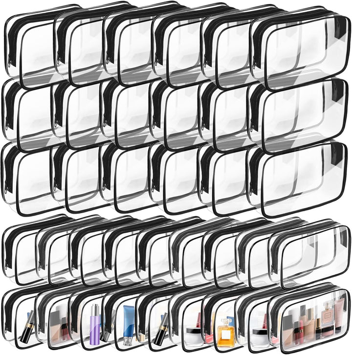 Clear Makeup Bag,Portable Travel Toiletry Bags with Zipper, TSA Approved Clear Organizer Bags, PVC Cosmetic Pouch for Airport Airline Compliant